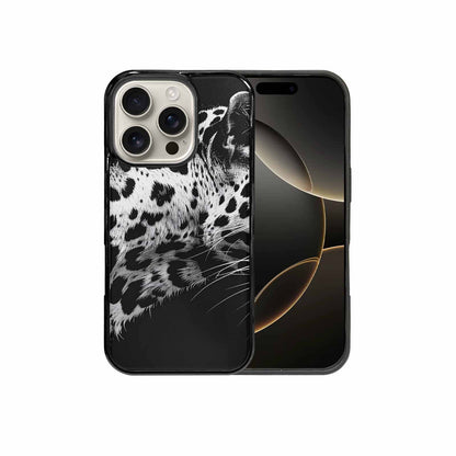 iPhone 16 Pro Case — Leopard Print Black And White Style, Unique Phone Case Design