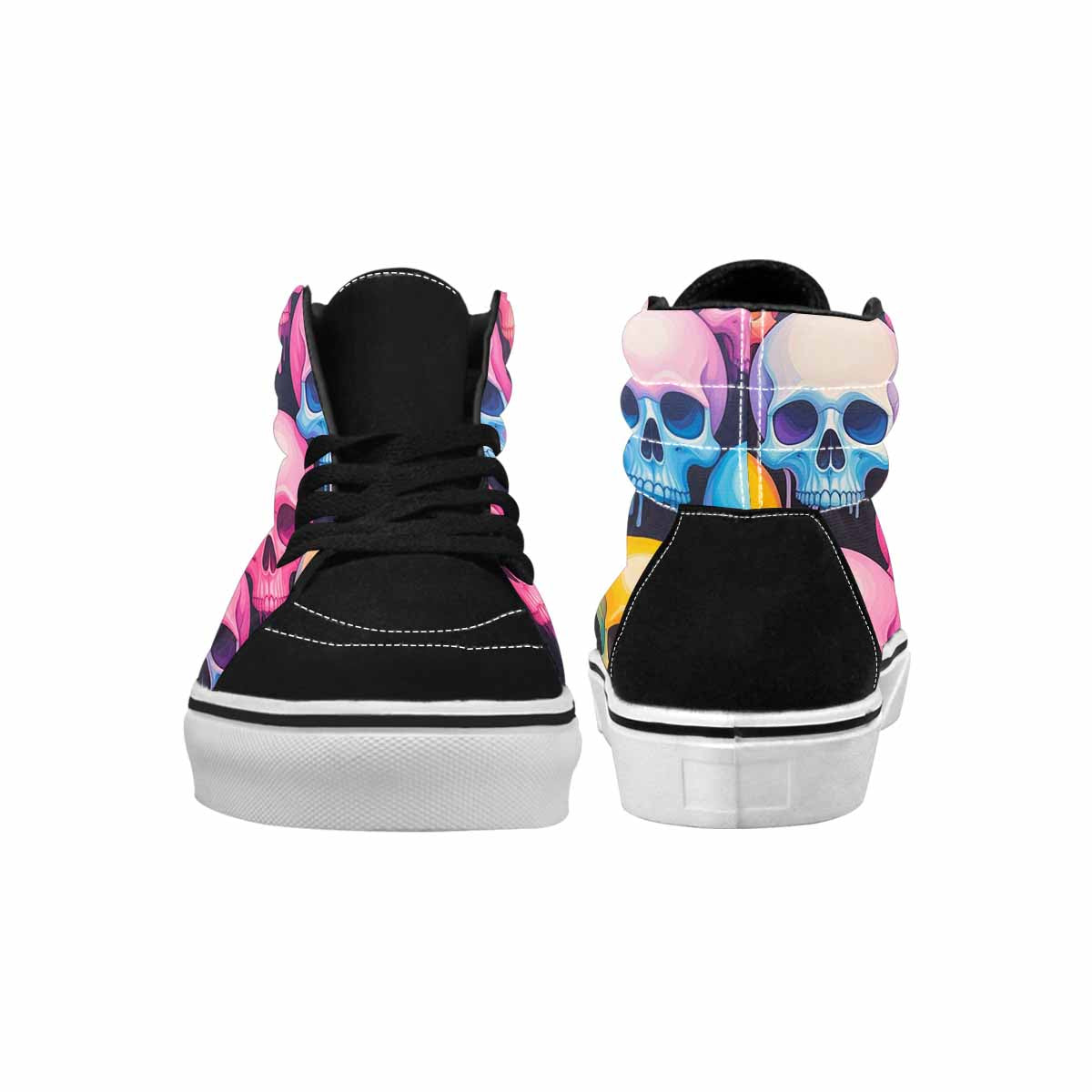 WOMEN'S Dripping Candy Skulls High Top Canvas Wallpaper Art Custom Sneakers