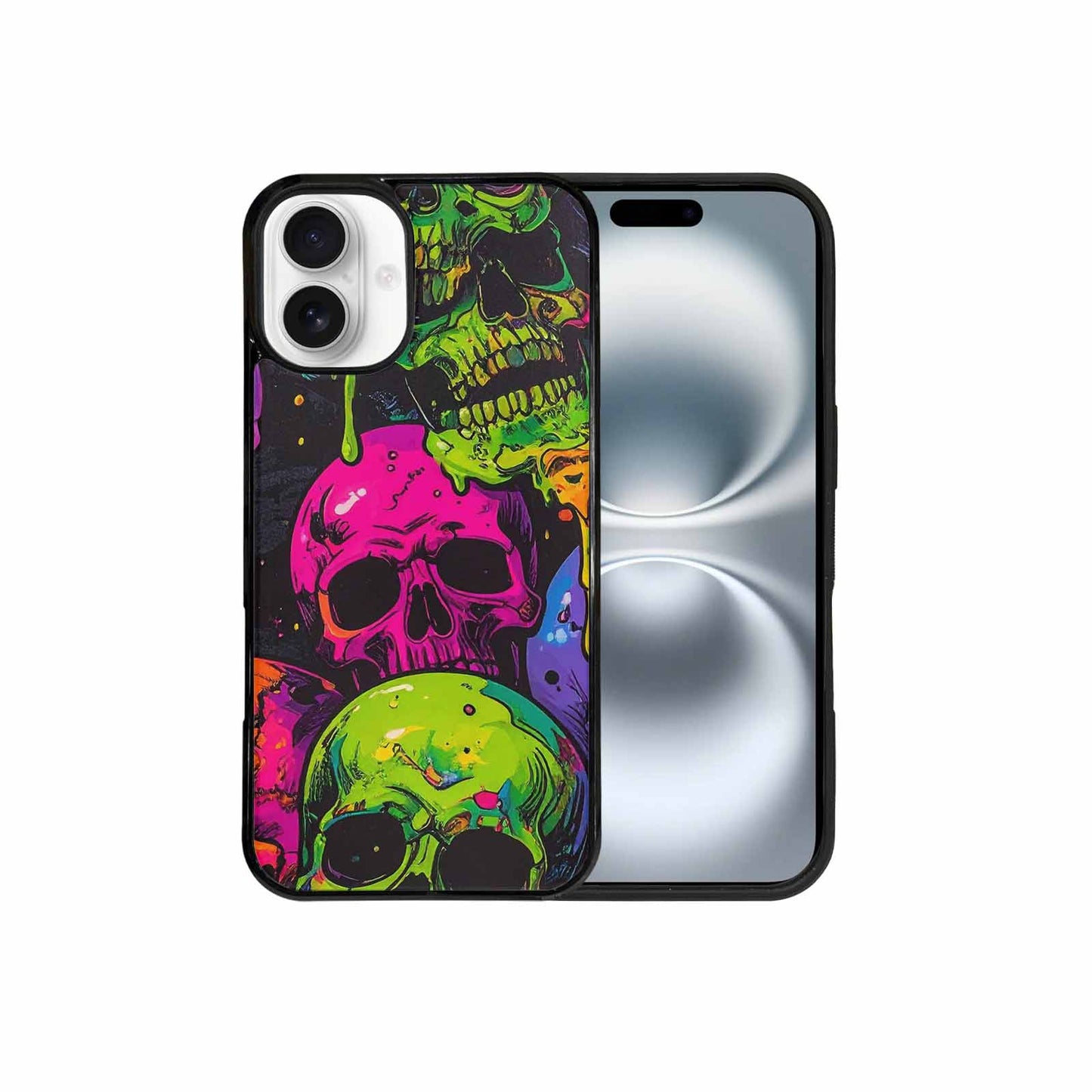 iPhone 16 Plus Case — Vibrant Camo 1000\'s Of Skeletons Neon, Personalized Phone Case