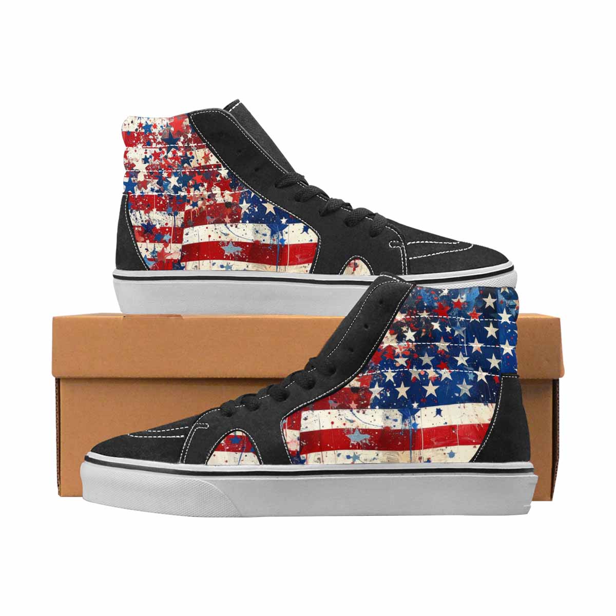 WOMEN'S Patriotic High Top Canvas Custom Design Vivid Limited Edition Sneakers
