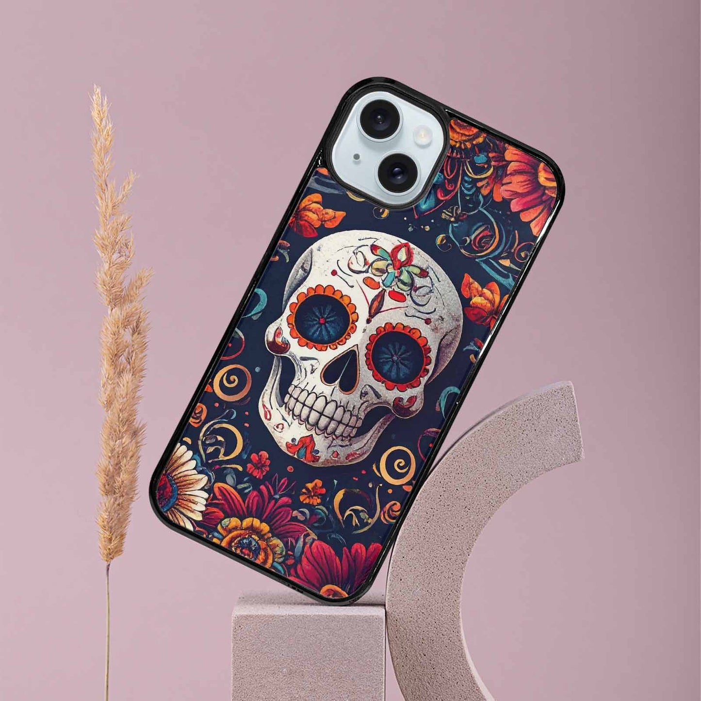 iPhone 15 Plus Case — Day Dead Sugar Skull Art 100s, Personalized Phone Case