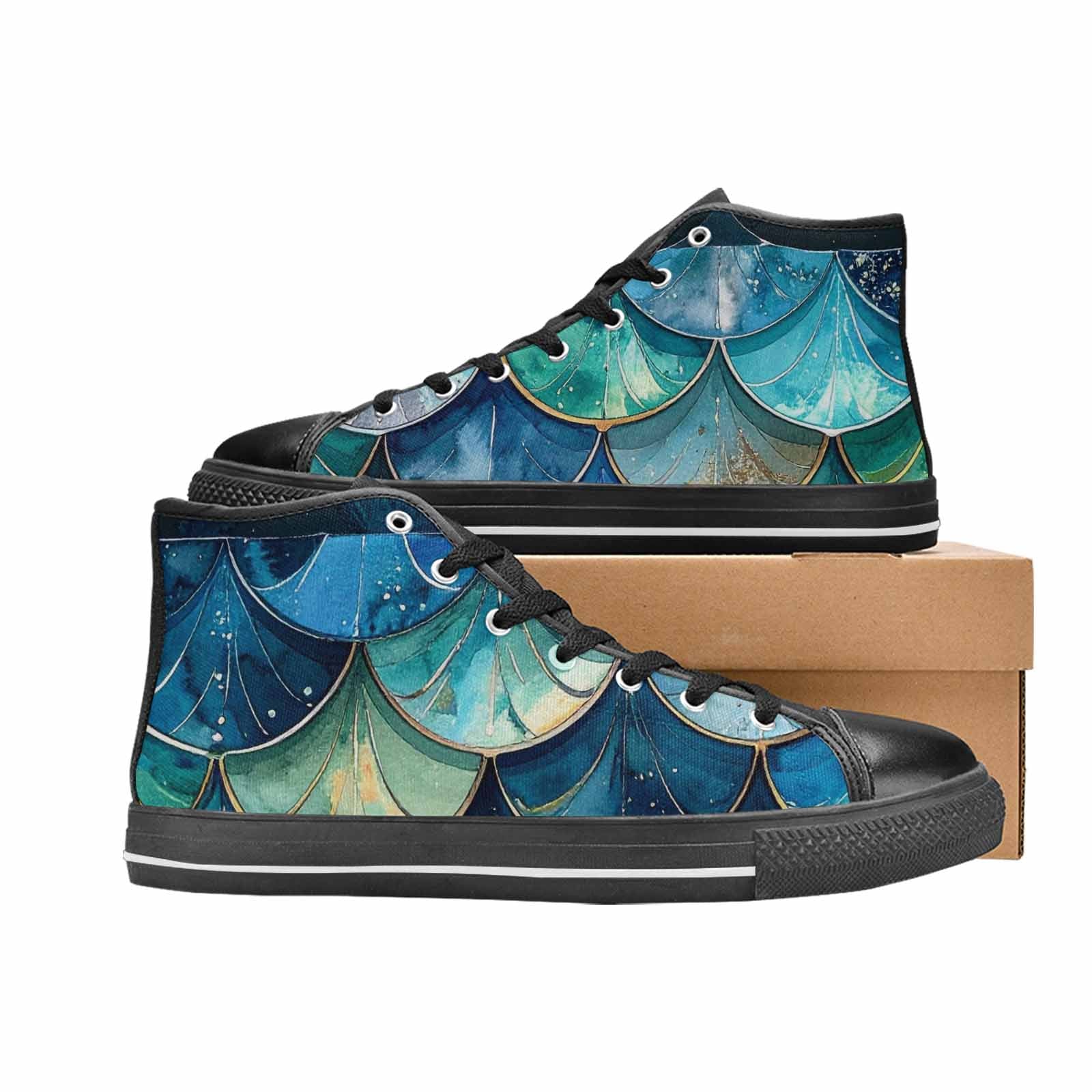 MEN'S Mermaid Scale High Top Canvas Aesthetic Custom Sneakers