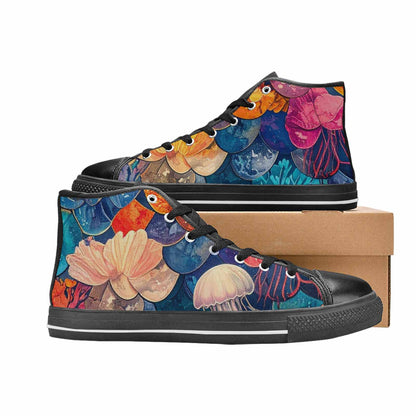 WOMEN'S Fish Scale Coral High Top Canvas Wallpaper Art Shoes