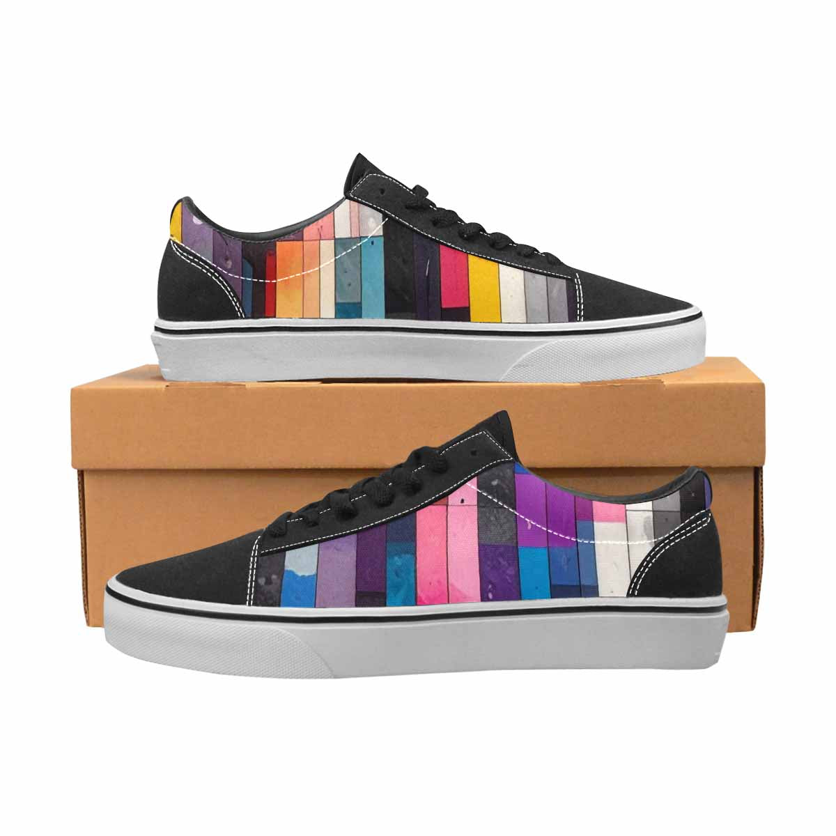 WOMEN'S Asexual Flag Color Canvas Lace-Up Grunge Custom Sneakers