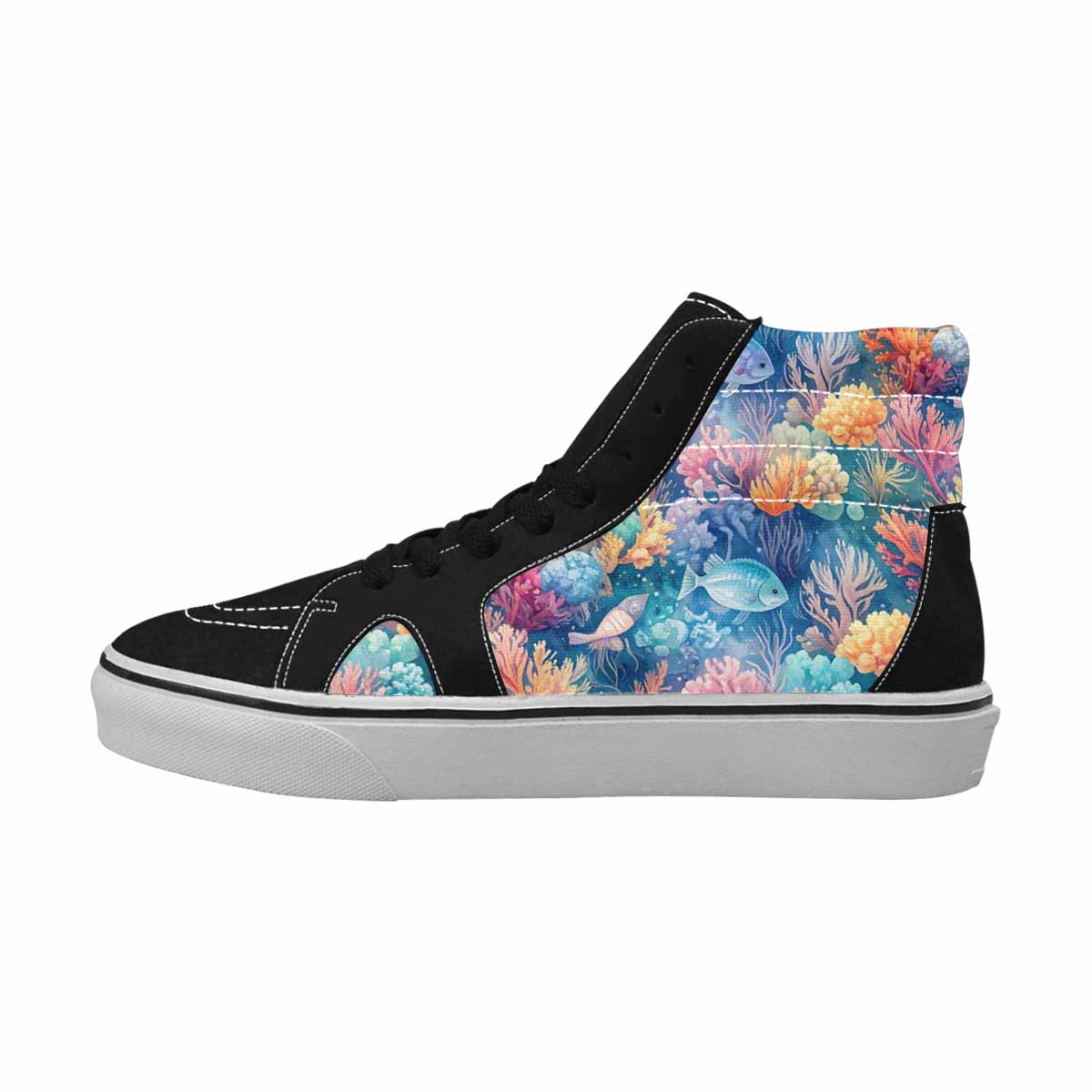 MEN'S Fish Scale Coral High Top Canvas Dark Academia Custom Sneakers