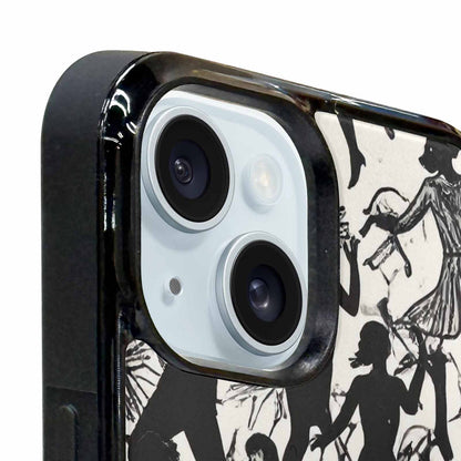 iPhone 15 Plus Case — Bold Dancing Figure Line Art Pattern, Custom Designed Case Cover
