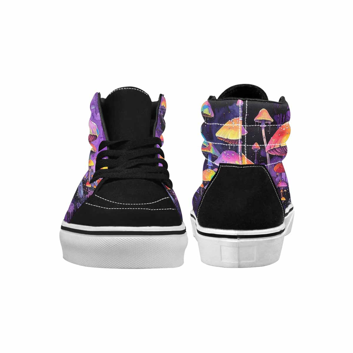 MEN'S Rainbow Drip Mushrooms High Top Canvas Kaleidoscope Custom Sneakers