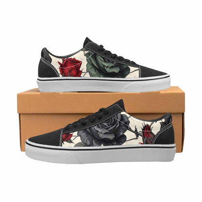 WOMEN'S Black Gothic Rose Canvas Lace-Up Y2K Shoes