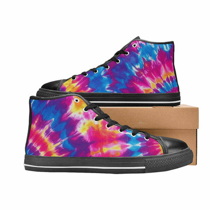 MEN'S Tie Dye Spiral High Top Canvas Vibrant Chaos Custom Sneakers