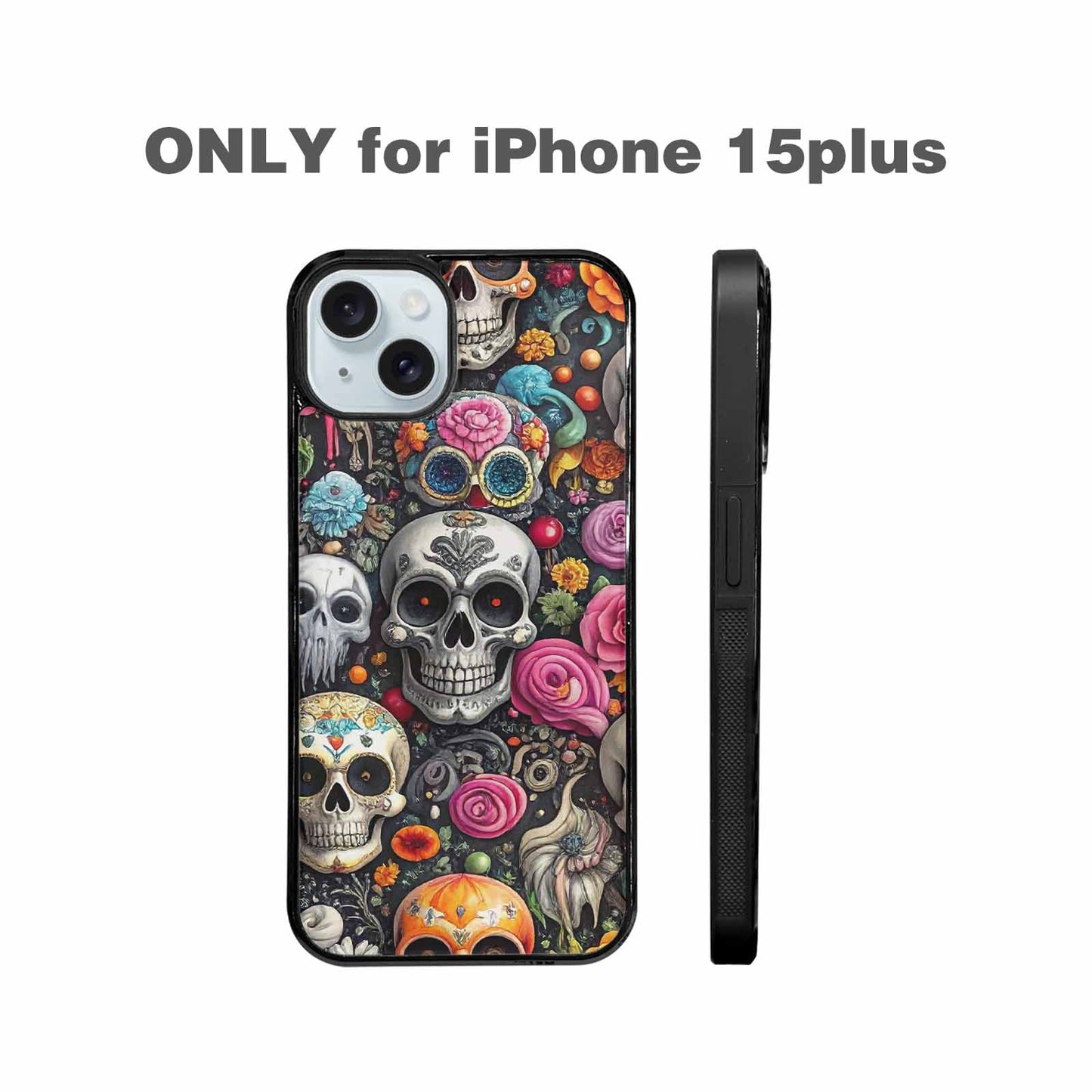 iPhone 15 Plus Case — Greyscale Black And White Dark Black, Custom Print Case Cover