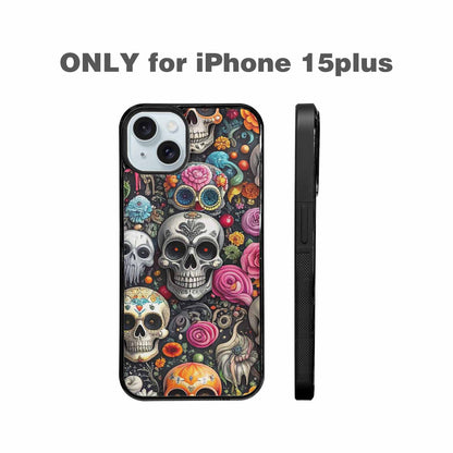 iPhone 15 Plus Case — Greyscale Black And White Dark Black, Custom Print Case Cover