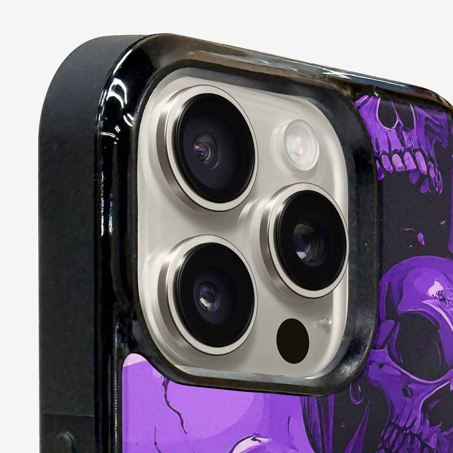 iPhone 16 Pro Max Case — Monochrome Purple Skeletons Neon Drip Melting, Custom Printed Phone Case