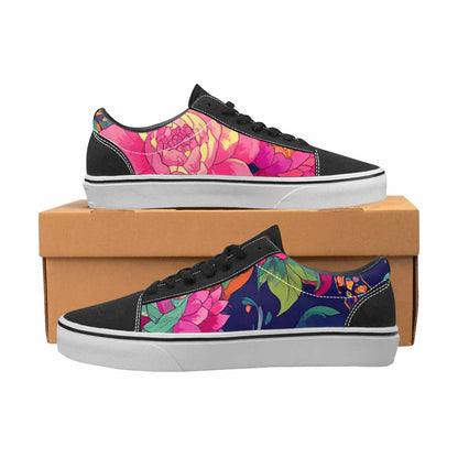 MEN'S Floral Snake Print Canvas Lace-Up Surreal Custom Shoes
