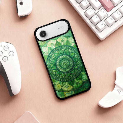 iPhone 17 Air Case — Green Mandala Bohemian Print Edge Original, Personalized Phone Case