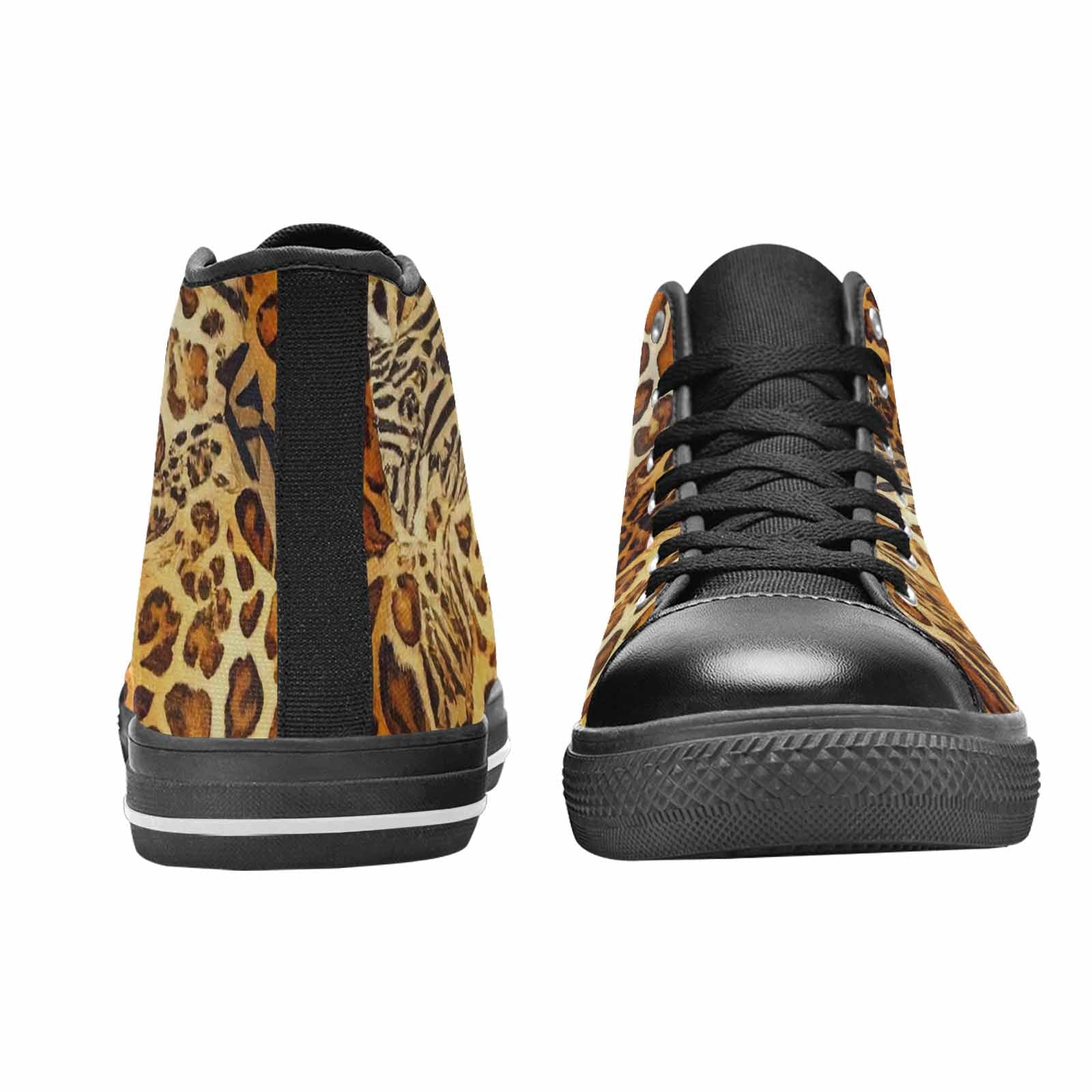 WOMEN'S Animal Print High Top Canvas Wallpaper Art Custom Shoes