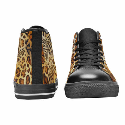 WOMEN'S Animal Print High Top Canvas Wallpaper Art Custom Shoes