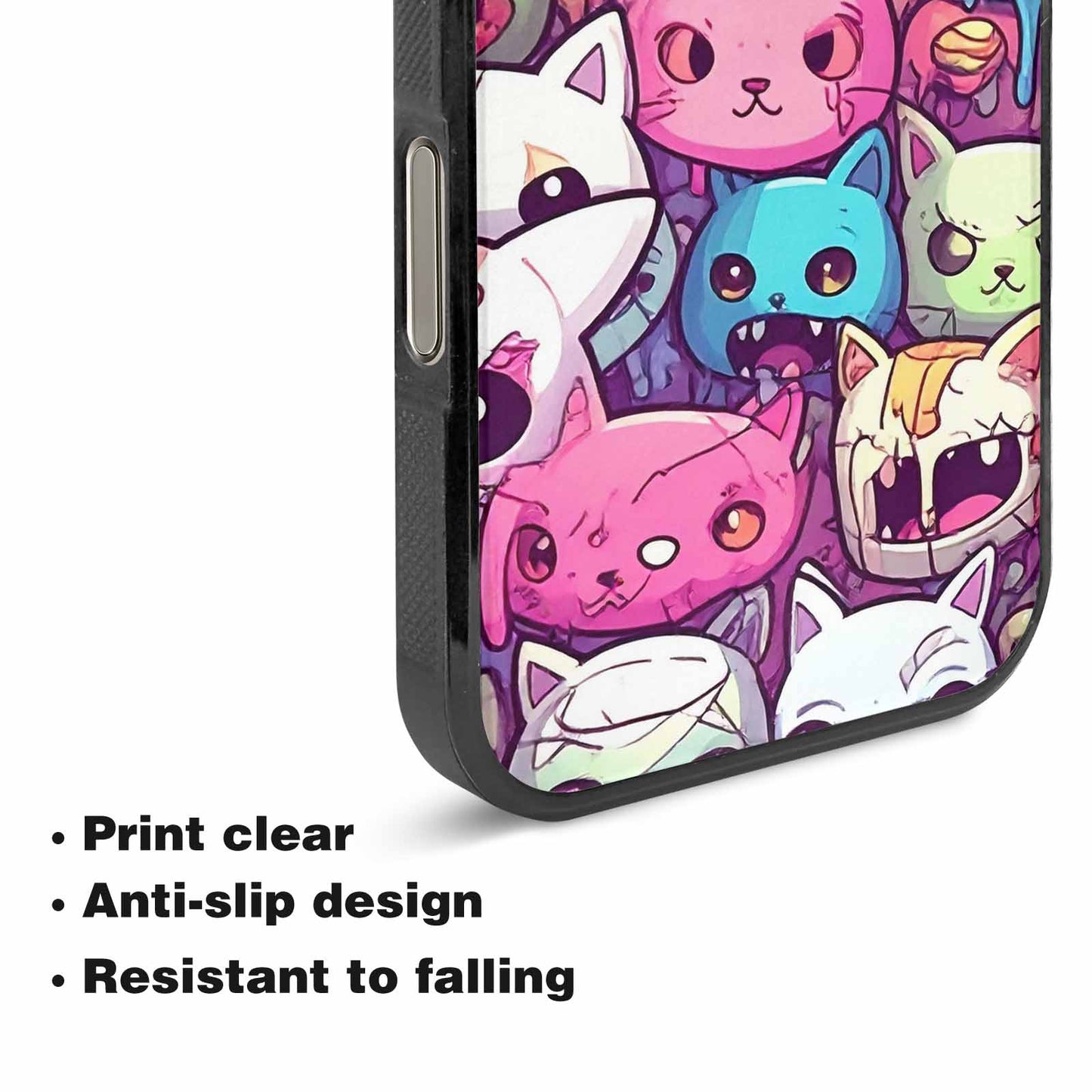 iPhone 16 Pro Max Case — Pastel Gore Cat Character Pattern Hundreds, Personalized Phone Case
