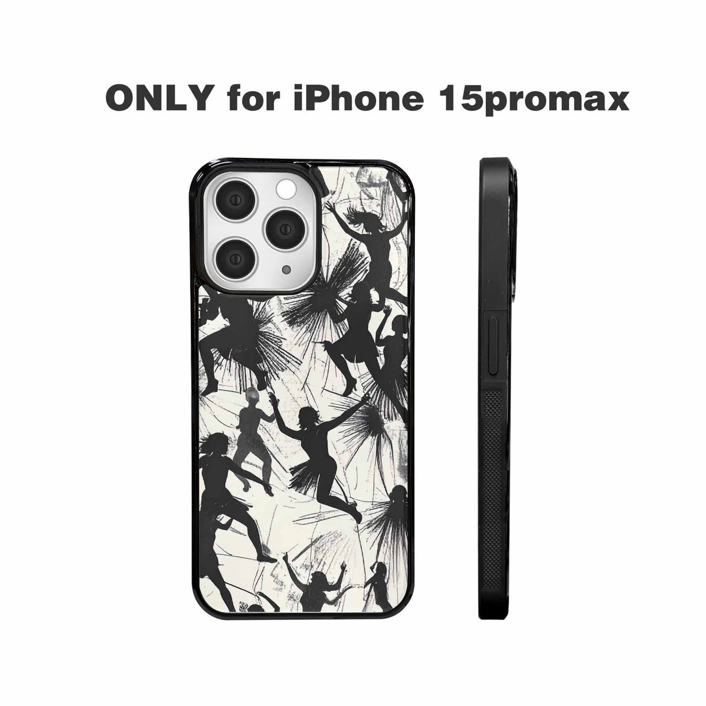 iPhone 15 Pro Max Case — Bold Dancing Figure Line Art Pattern, Custom Art Phone Cover