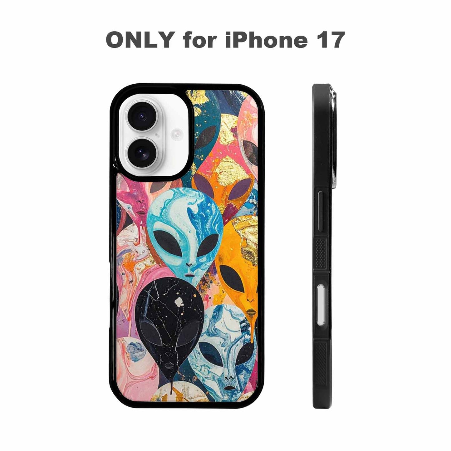 iPhone 17 Case — Aliens Marblealiens Pattern Alien Scifi, Custom Art Phone Cover