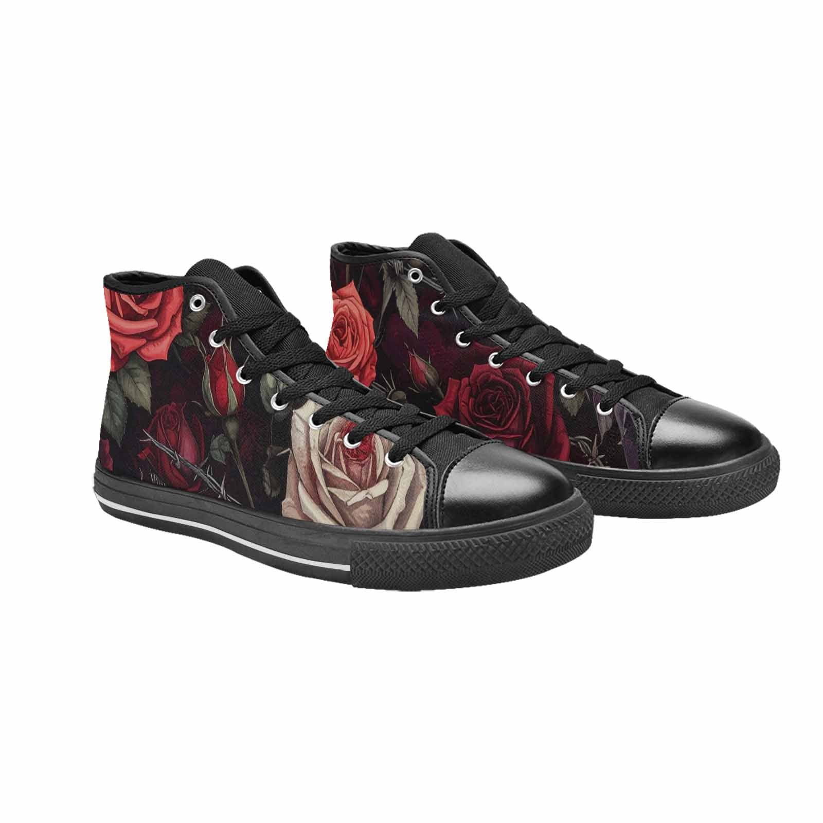 MEN'S Black Gothic Rose High Top Canvas Vibrant Chaos Sneakers