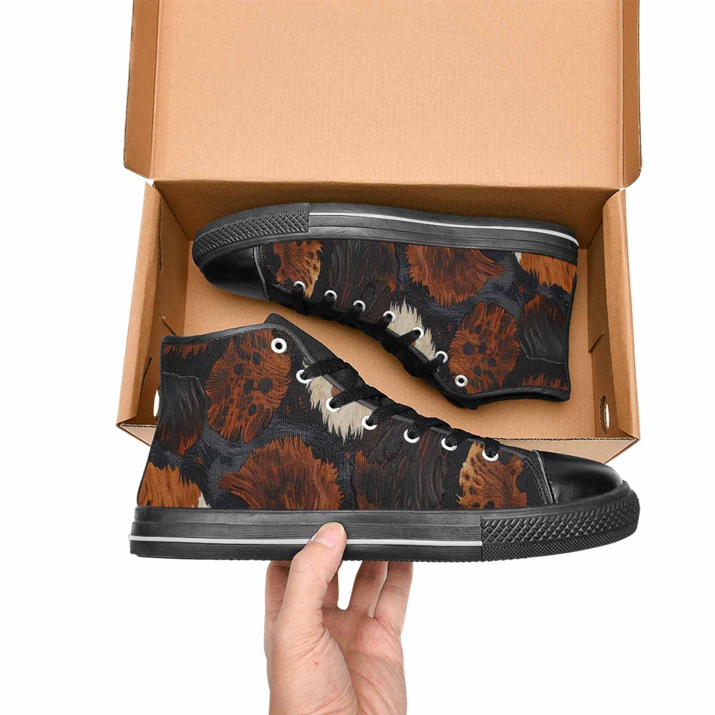 WOMEN'S Cow Animal Print High Top Canvas Grunge Sneakers