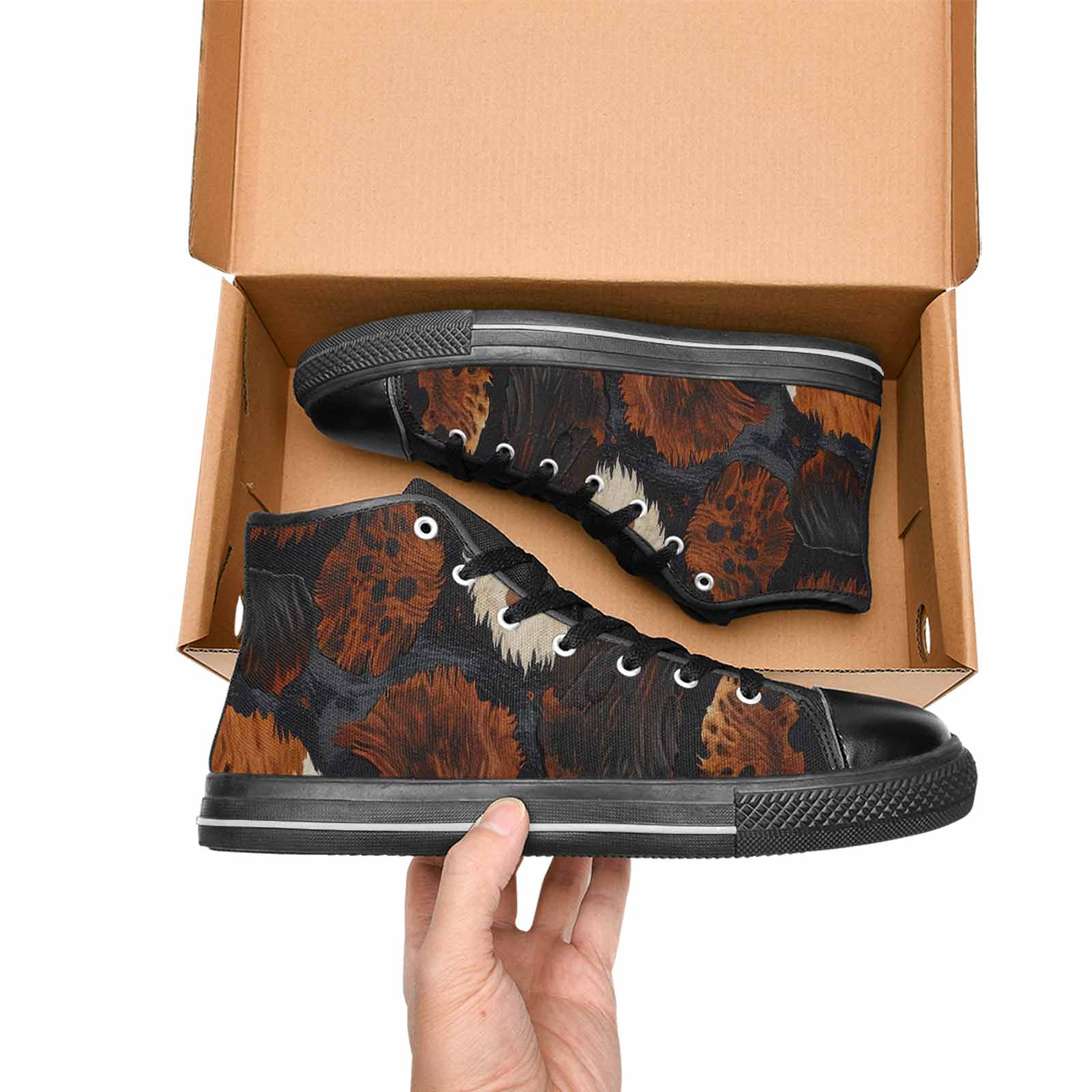 WOMEN'S Cow Animal Print High Top Canvas Grunge Sneakers