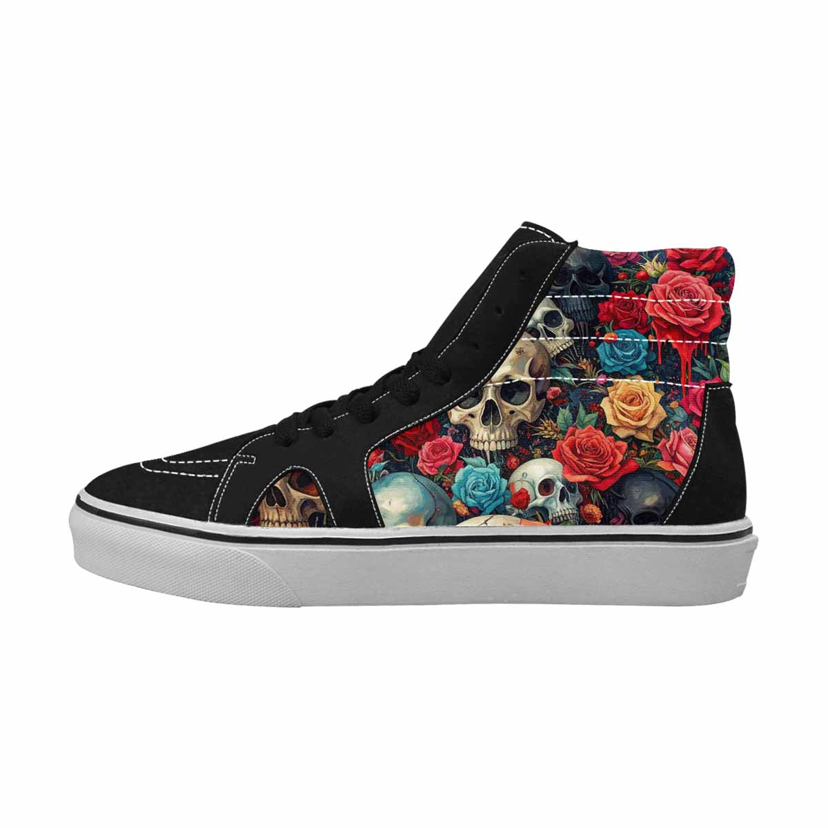 MEN'S Skulls Roses Melting Skulls High Top Canvas Aesthetic Shoes