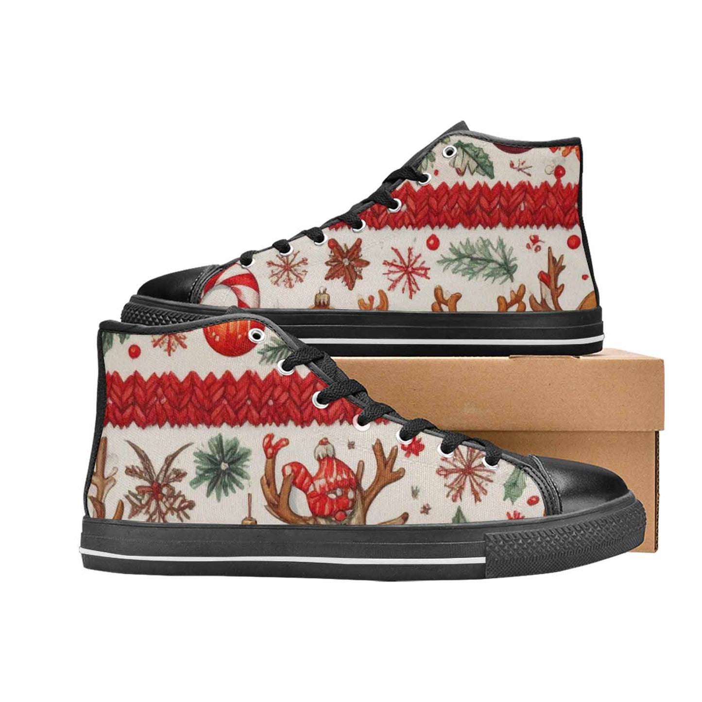 WOMEN'S Christmas Holly Snowflake High Top Canvas Dreamcore Sneakers
