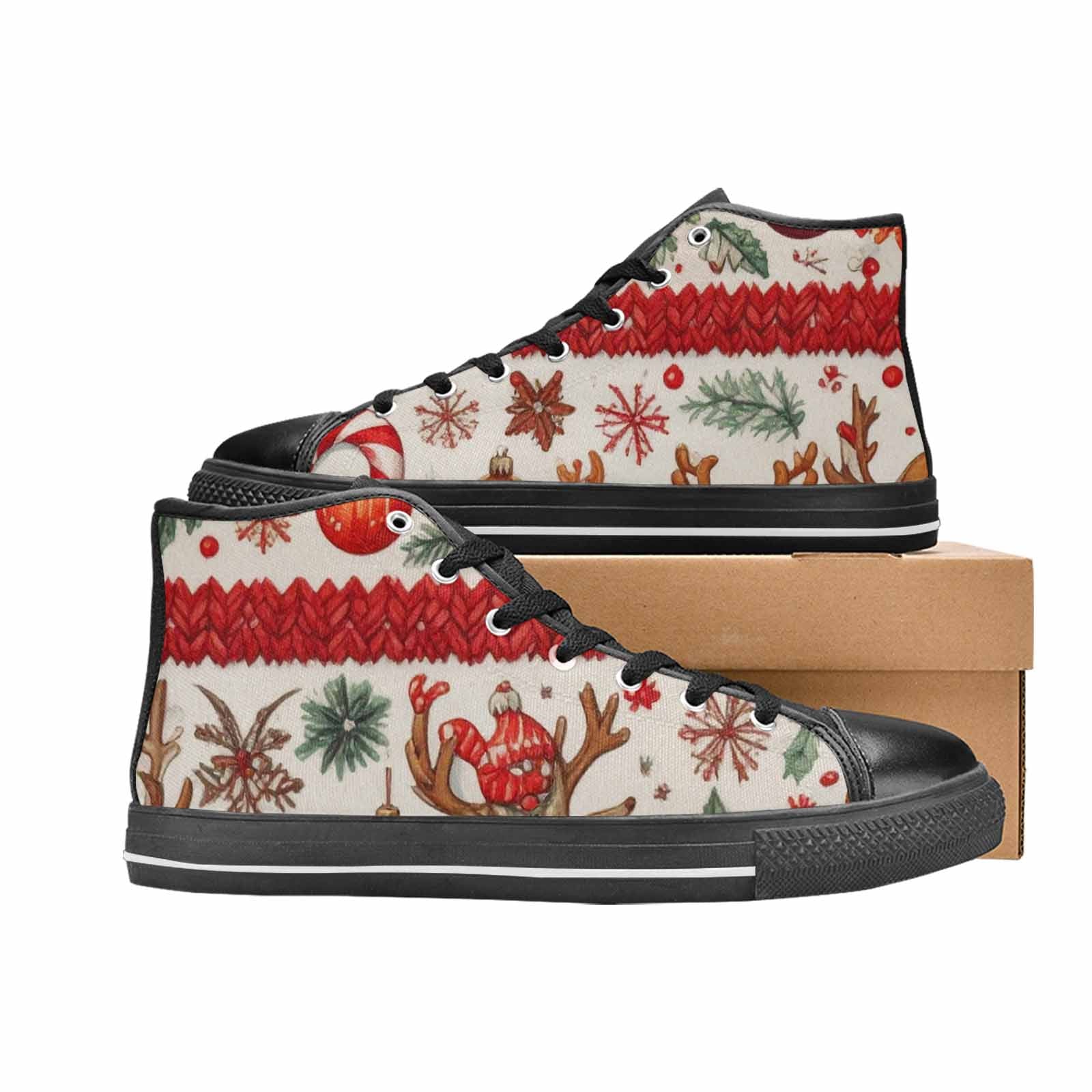 WOMEN'S Christmas Holly Snowflake High Top Canvas Dreamcore Sneakers