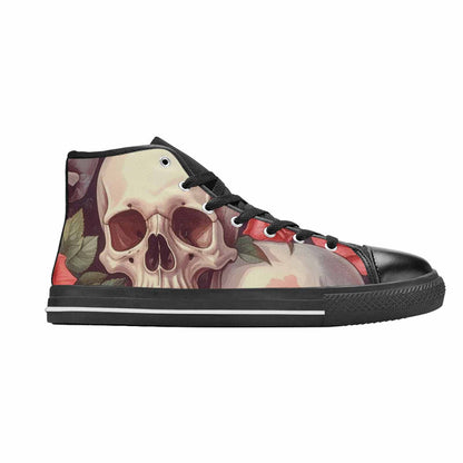 WOMEN'S Skulls Roses Soft Airbrush High Top Canvas Cottagecore Custom Shoes