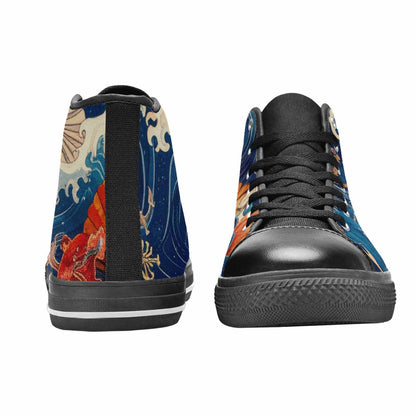 WOMEN'S Ocean Wave High Top Canvas Vibrant Chaos Custom Shoes
