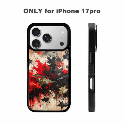 iPhone 17 Pro Case — Black Red Ink Camo Patches Camo, Custom Print Case Cover