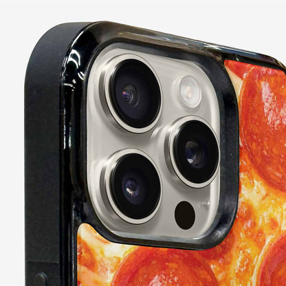 iPhone 15 Pro Max Case — Pepperoni Pizza Background Art Filling Entire, Customized Protective Case
