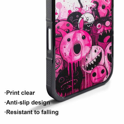 iPhone 17 Pro Case — Black Pink Ink Monsters General Cartoon, Custom Phone Case