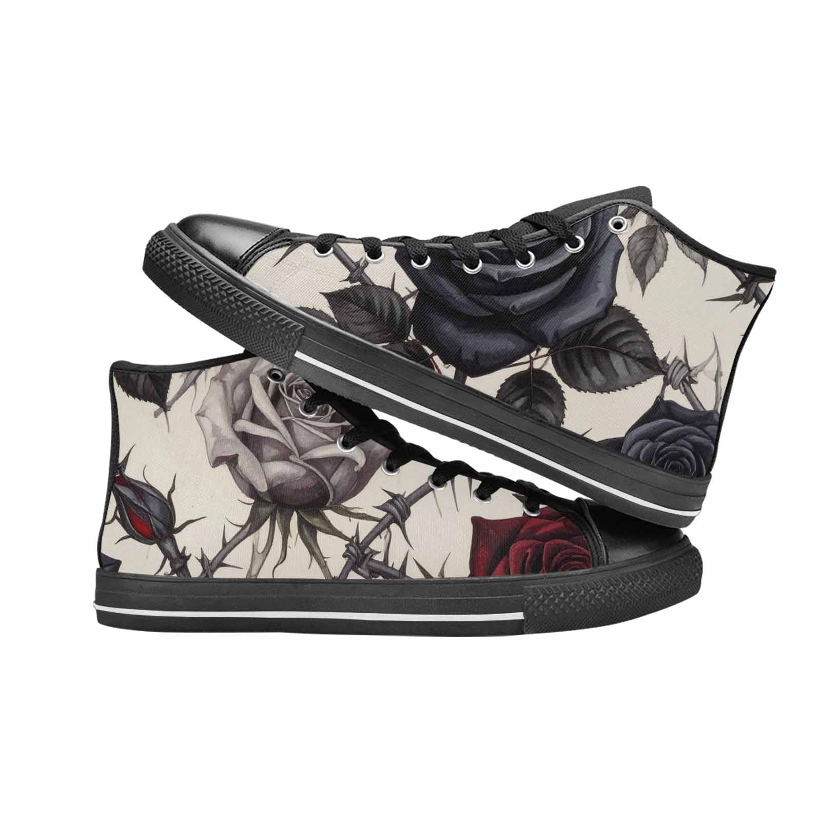 MEN'S Black Gothic Rose High Top Canvas Vibrant Chaos Shoes