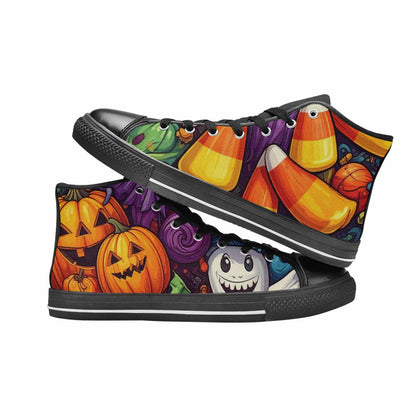 WOMEN'S Halloween Witches Ghouls High Top Canvas Neon Fantasy Custom Shoes