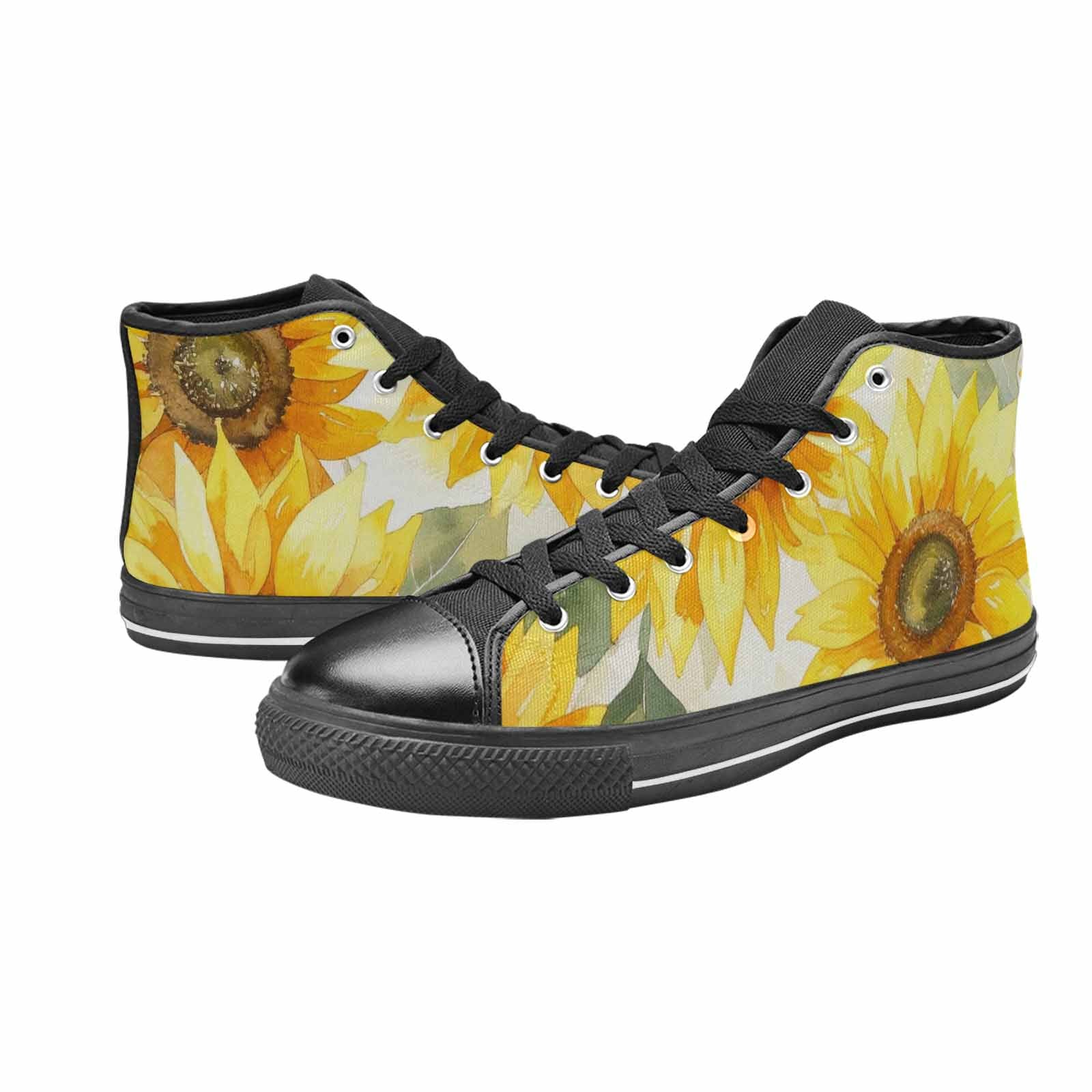 WOMEN'S Sunflowers Watercolor High Top Canvas Y2K Custom Sneakers