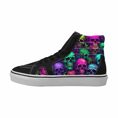 WOMEN'S Skulls - Neon High Top Canvas Surreal Custom Sneakers