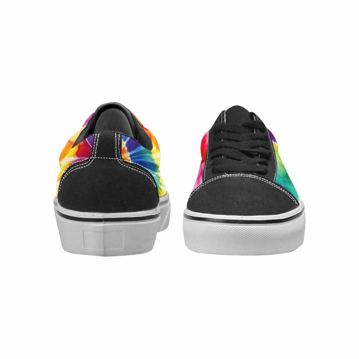 WOMEN'S Tie Dye Rainbow Spiral Canvas Lace-Up Neon Fantasy Custom Sneakers