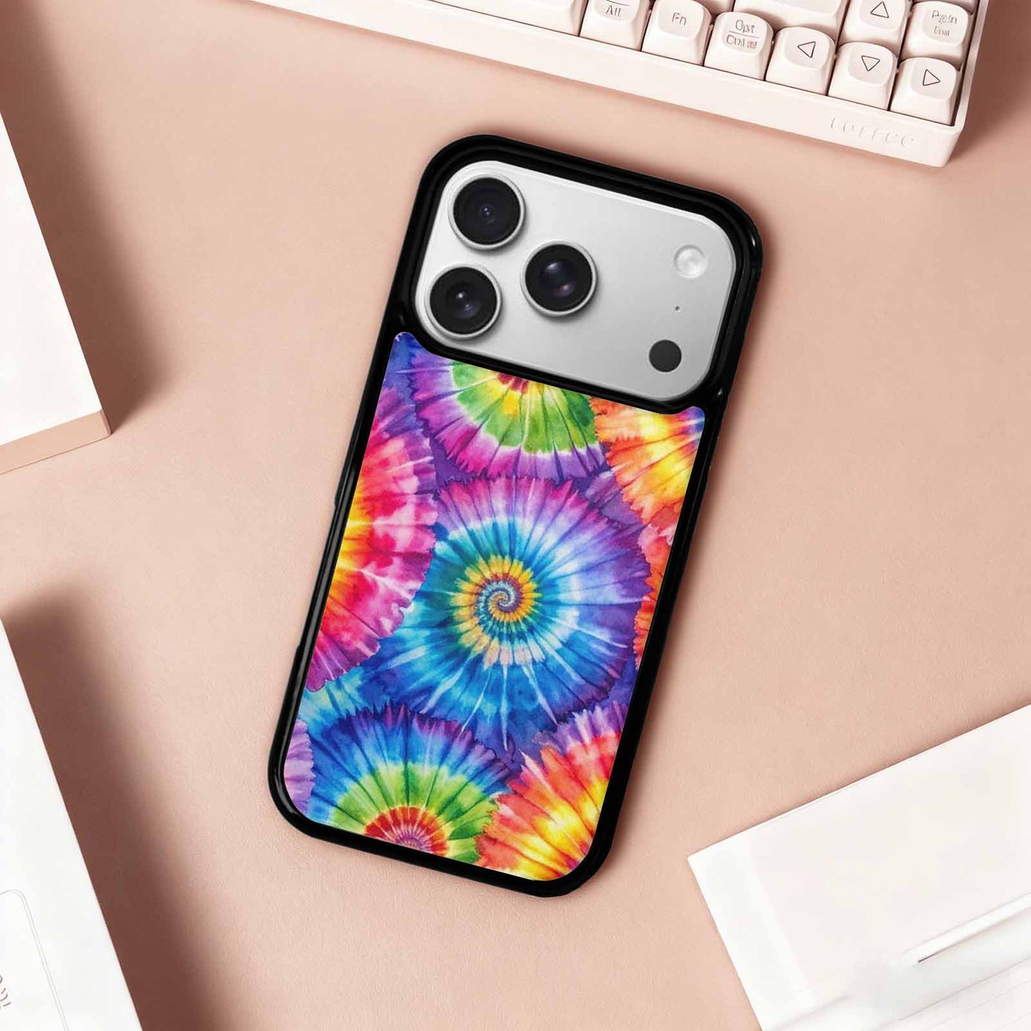 iPhone 17 Pro Case — Tie Dye Spiral Rainbow Blended Tie, Custom Print Case Cover