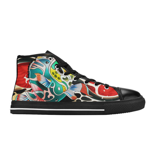 WOMEN'S Japanese Fish Art 4 High Top Canvas Y2K Custom Sneakers