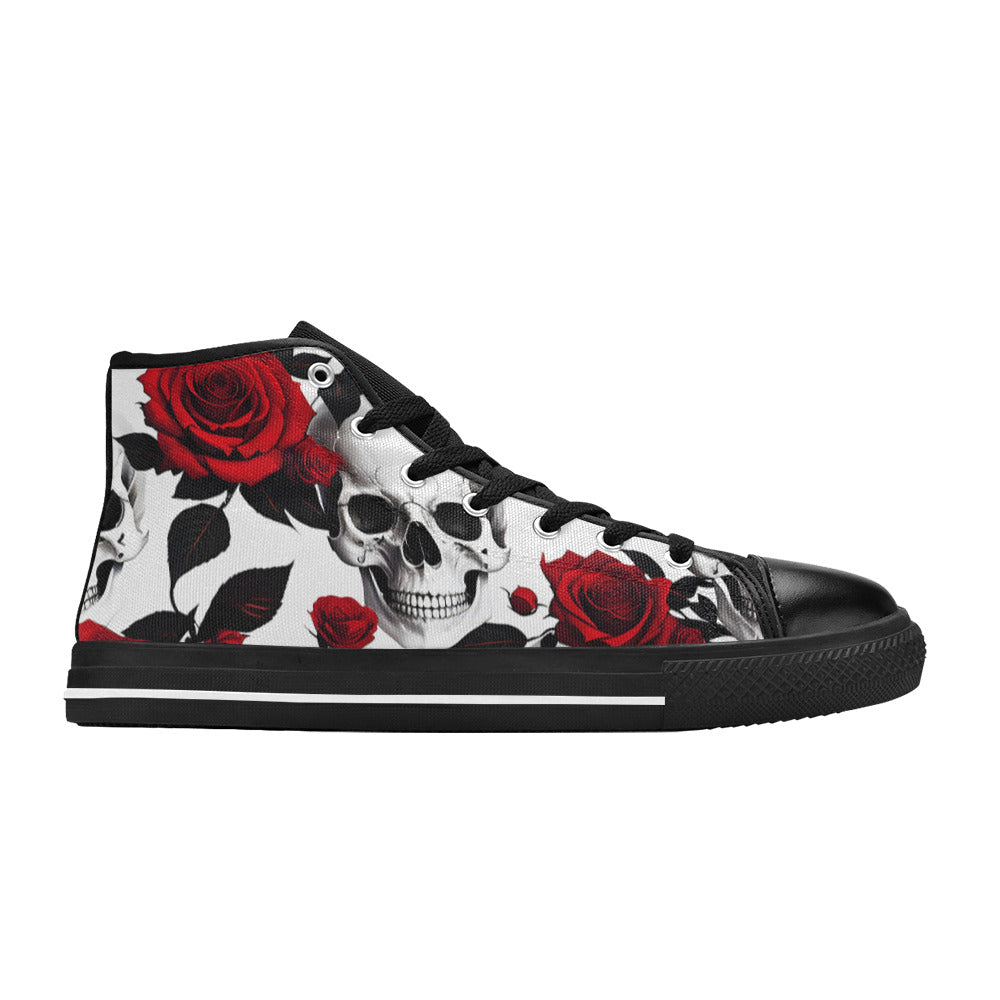 MEN'S Skulls Roses Deluxe 3 High Top Canvas Y2K Custom Shoes
