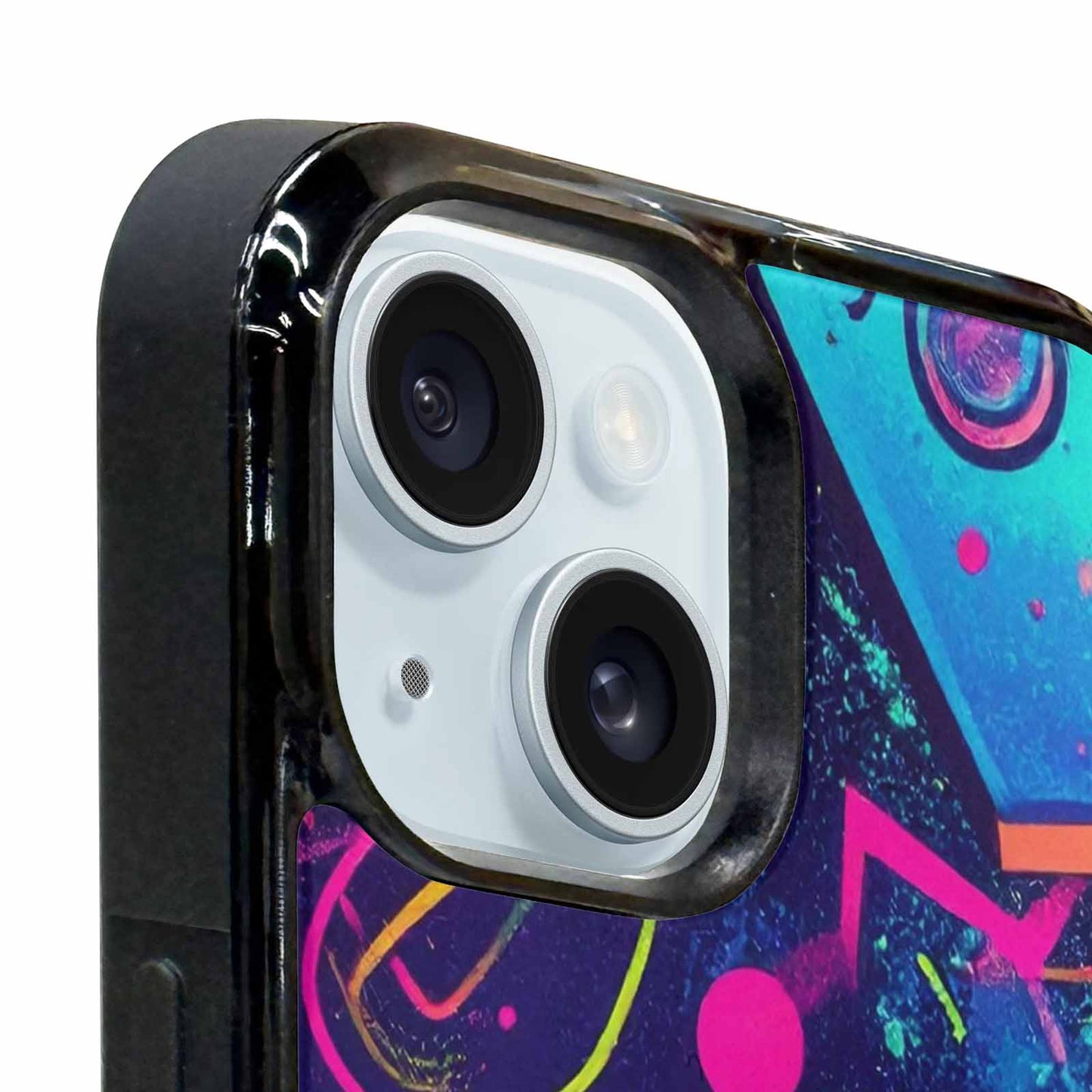 iPhone 15 Plus Case — Memphis Squiggles Triangles Dots, Original Design Phone Case