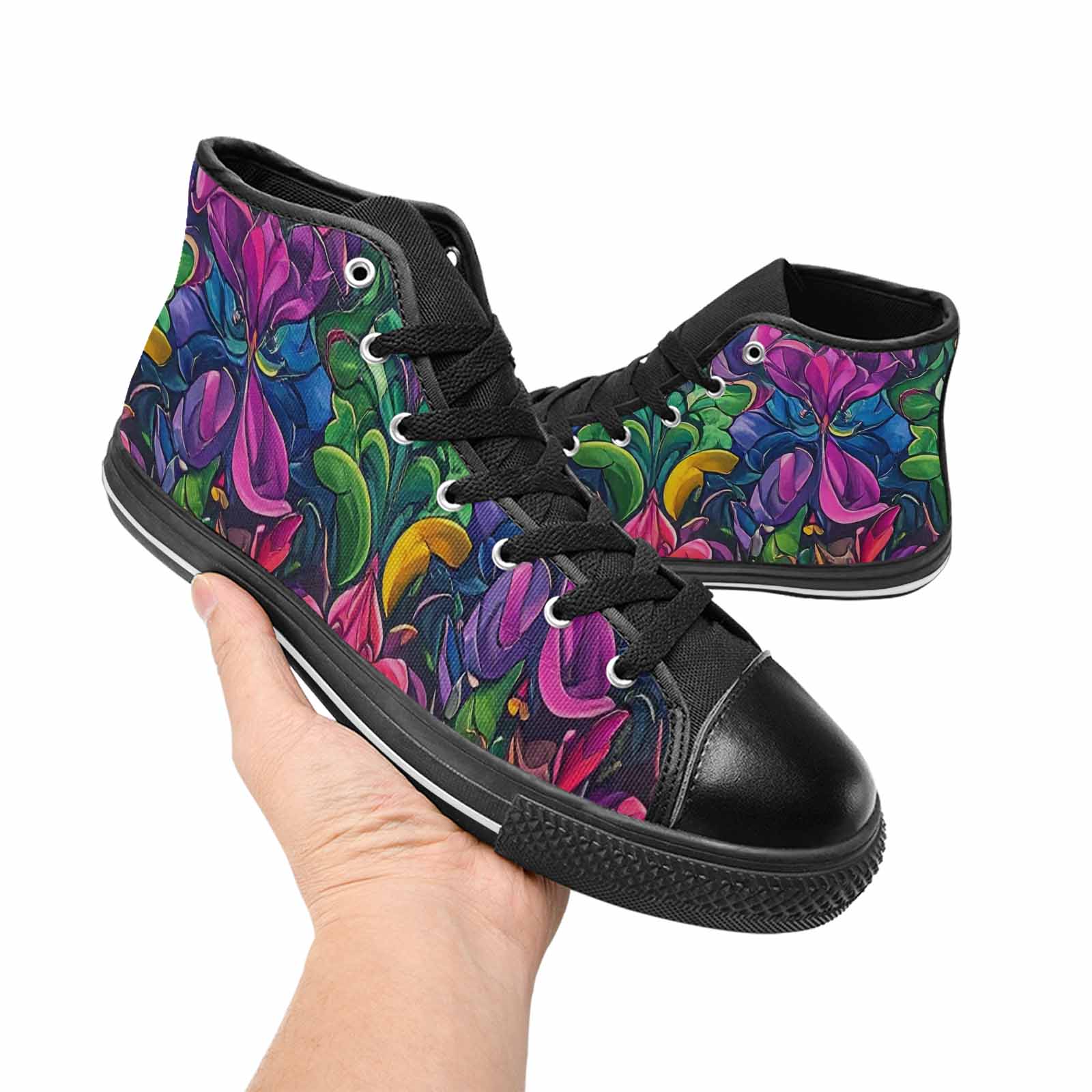 MEN'S Polysexual Flag Color High Top Canvas Wallpaper Art Custom Shoes