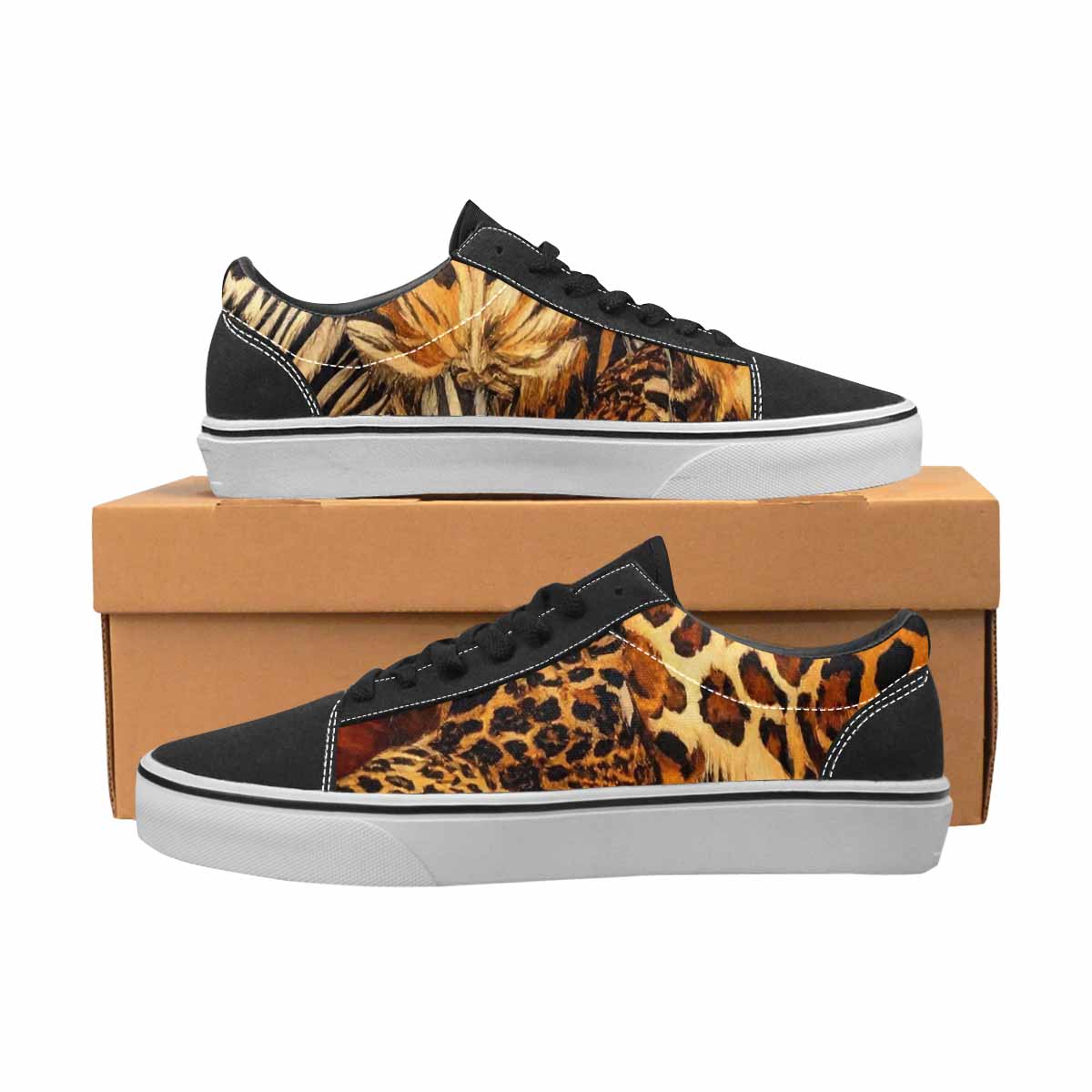 WOMEN'S Animal Print Canvas Lace-Up Vibrant Chaos Sneakers