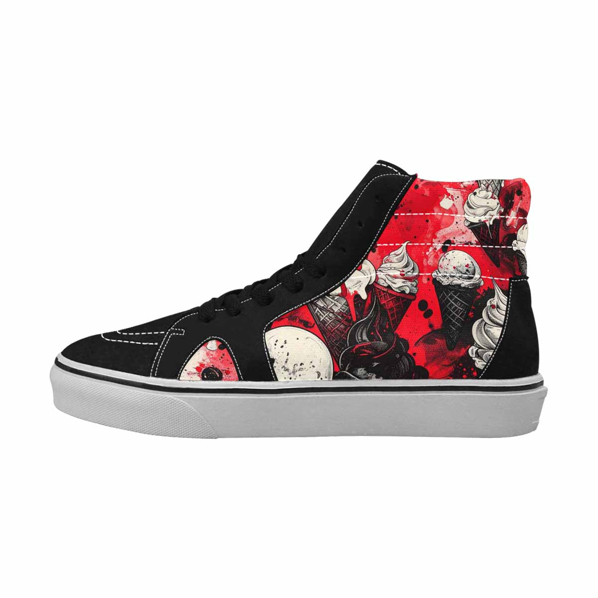 MEN'S Ice Cream Motif High Top Canvas Surreal Custom Shoes