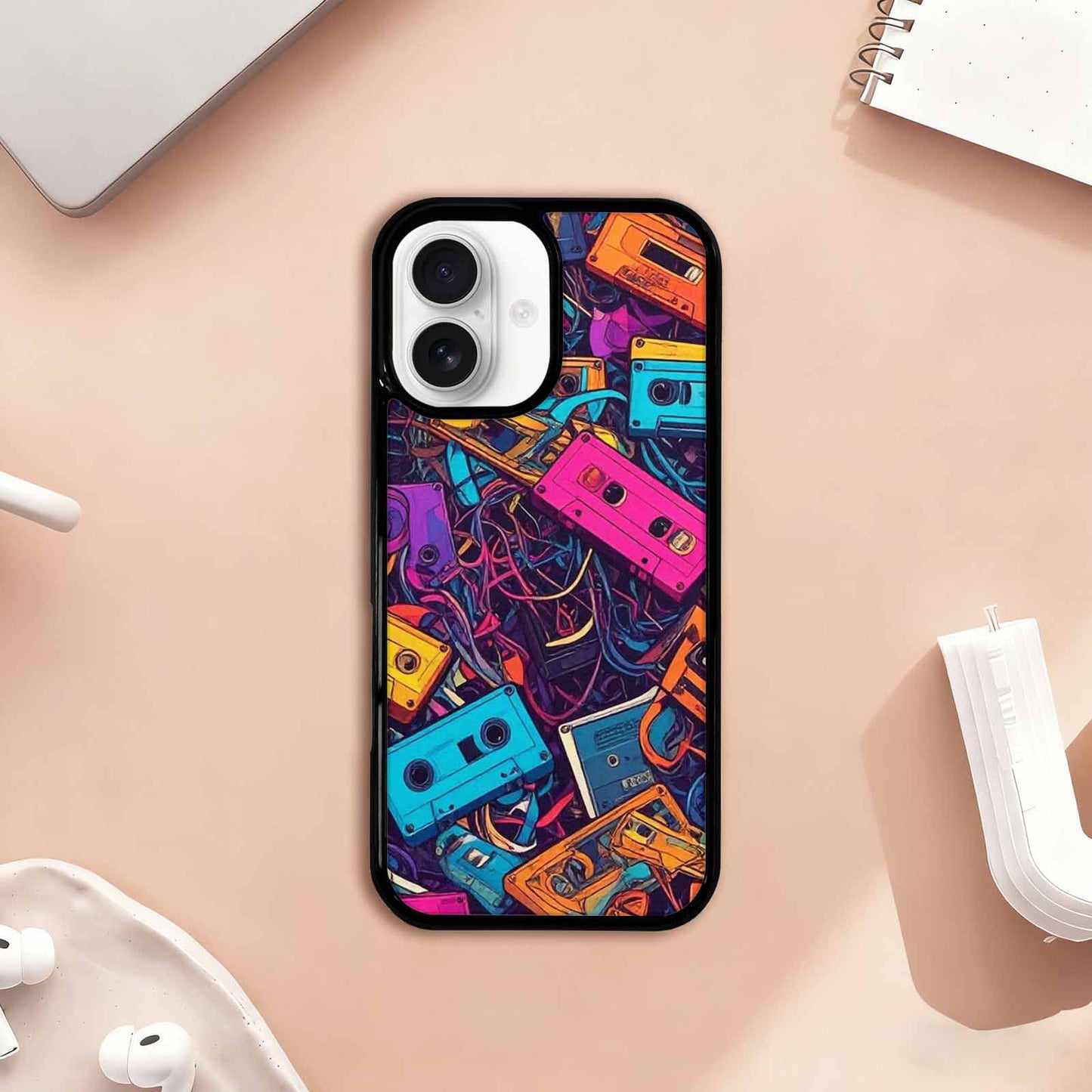 iPhone 17 Case — Retro Cassette Tape Pattern Retro Vintage, Custom Made Phone Cover