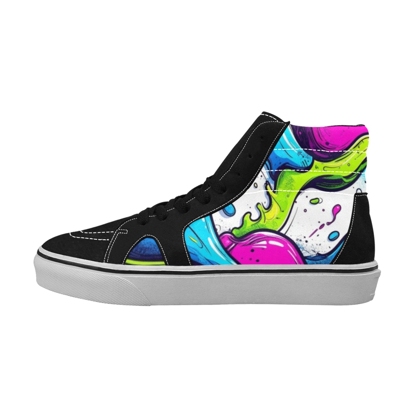 WOMEN'S Acid Wash Cartoon Art High Top Skateboarding Cottagecore Custom Sneakers