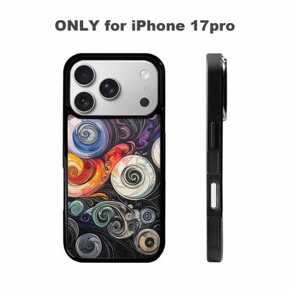 iPhone 17 Pro Case — Tie Dye Swirls Black White Tie, Custom Printed Phone Case