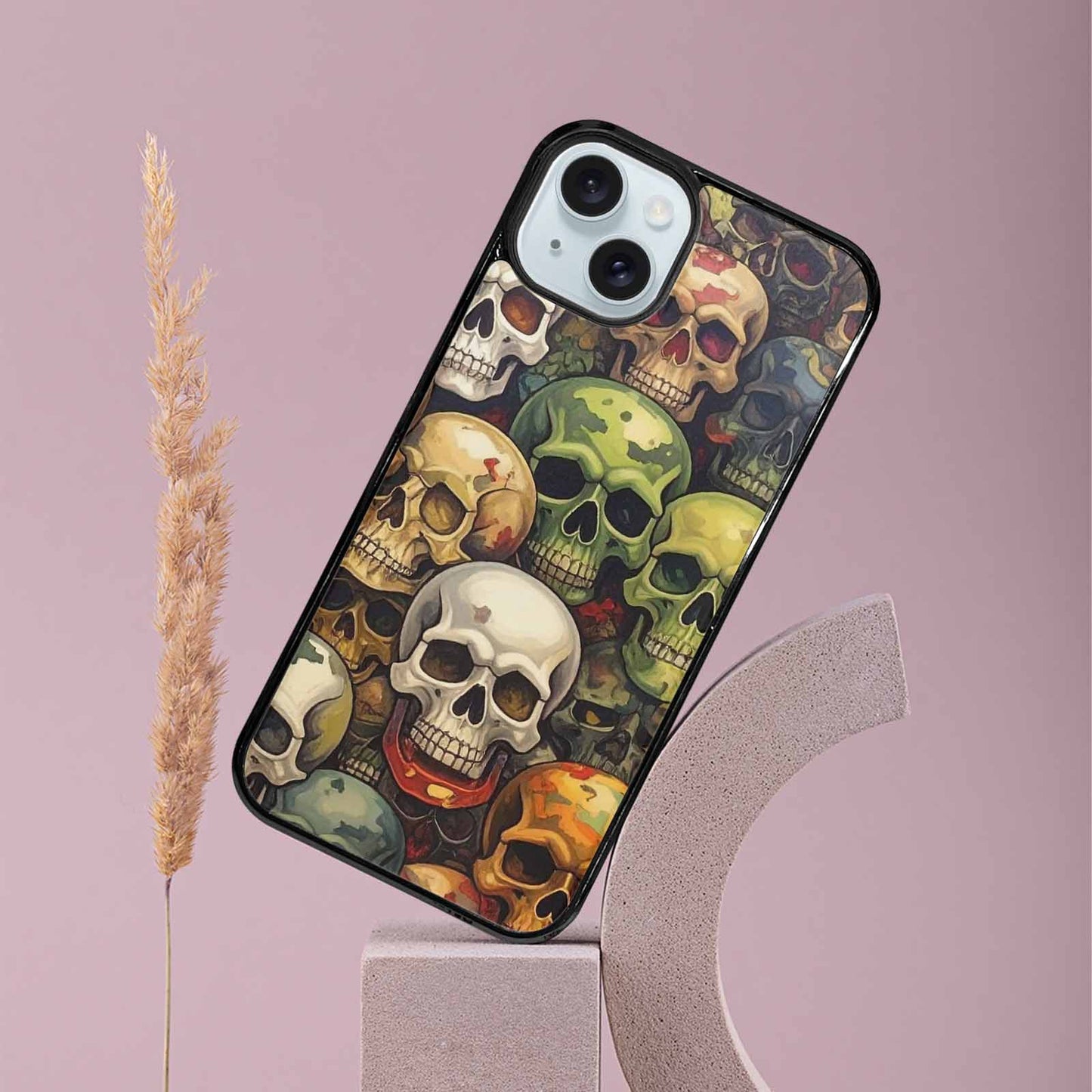 iPhone 15 Plus Case — Skulls Pattern Hundreds Of Sma, Custom Print Case Cover